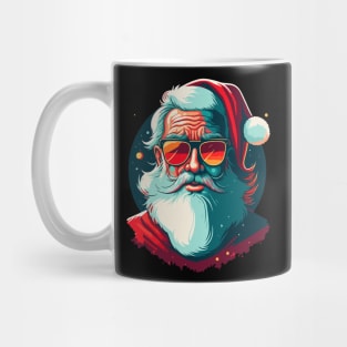 Santa Face Retro Sunglasses Christmas Xmas Mug